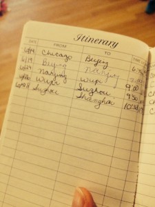 China diary itinerary